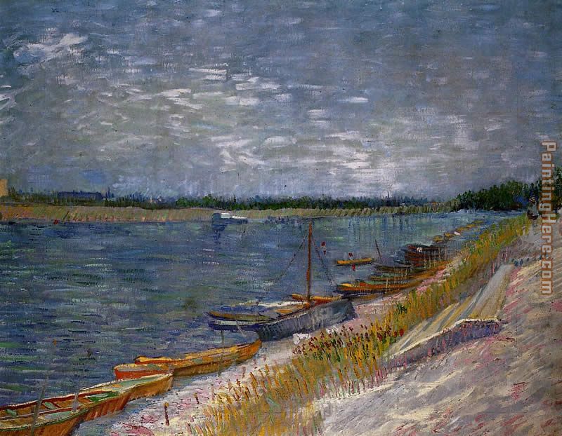 Vincent van Gogh View of a River with Rowing Boats